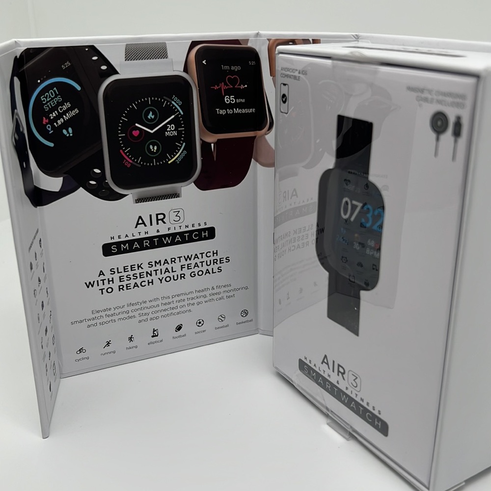 ITOUCH Air 3 Unisex Heart Rate Black Strap Smart Watch 44mm - Picture 3 of 6